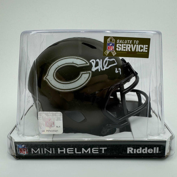 Autographed/Signed Devin Hester Chicago Bears Salute to Service Mini Football Helmet JSA COA