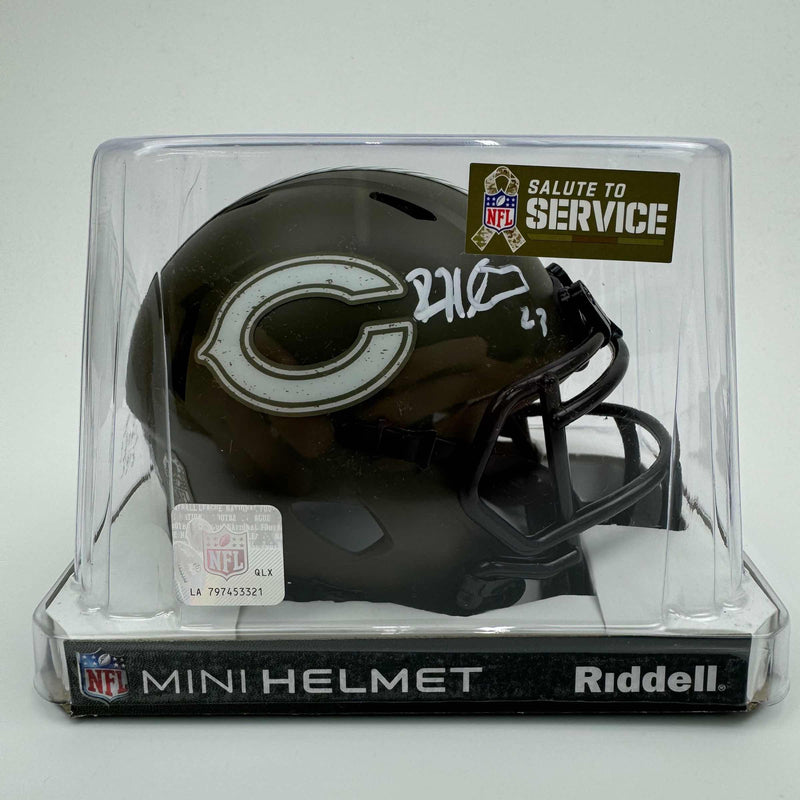 Autographed/Signed Devin Hester Chicago Bears Salute to Service Mini Football Helmet JSA COA