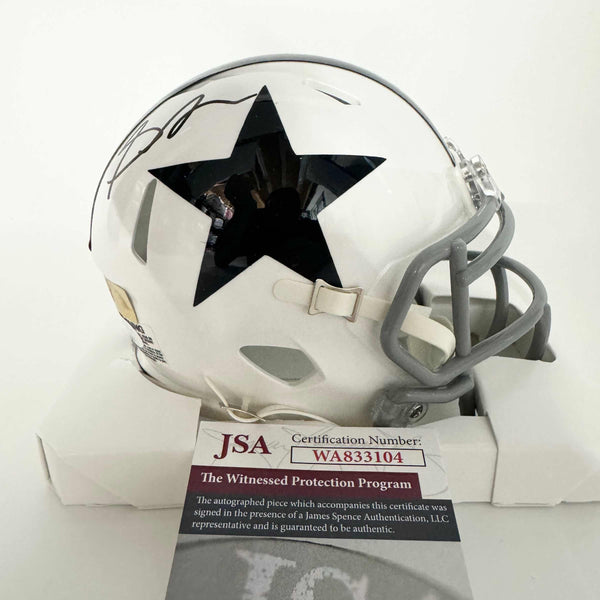 Autographed/Signed Stephon Gilmore Dallas Cowboys White Retro Mini Football Helmet JSA COA