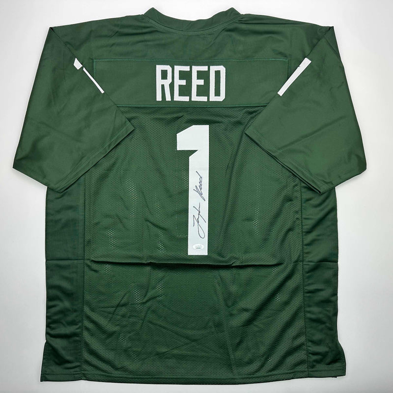 Autographed/Signed Jayden Reed Michigan State Green College Football Jersey JSA COA