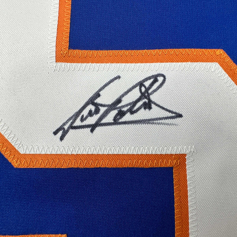 Autographed/Signed Denis Potvin New York Blue Hockey Jersey JSA COA