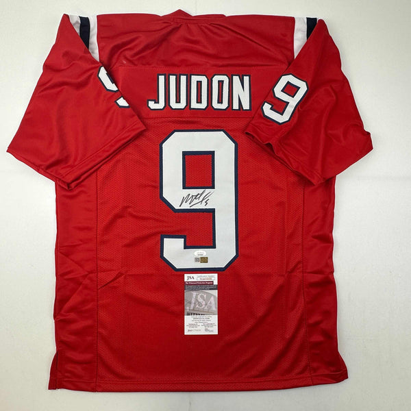 Autographed/Signed Matthew Judon New England Red Football Jersey JSA COA
