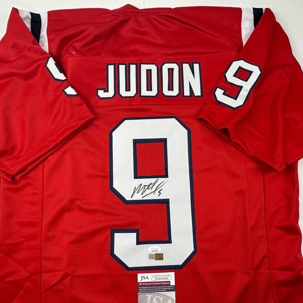 Autographed/Signed Matthew Judon New England Red Football Jersey JSA COA