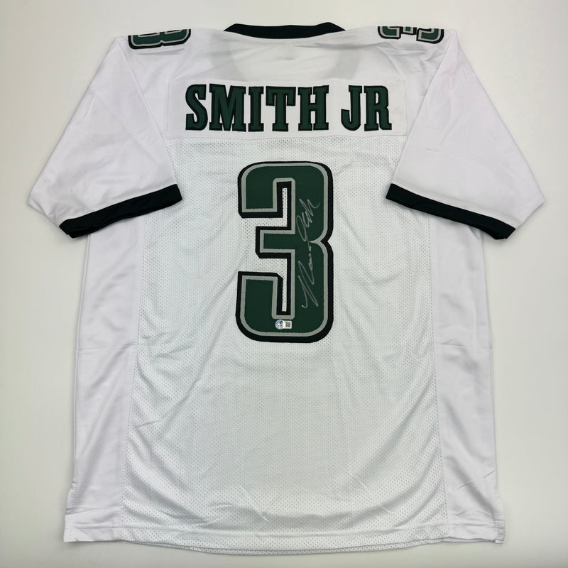 Autographed/Signed Nolan Smith Jr. Philadelphia White Football Jersey Beckett BAS COA
