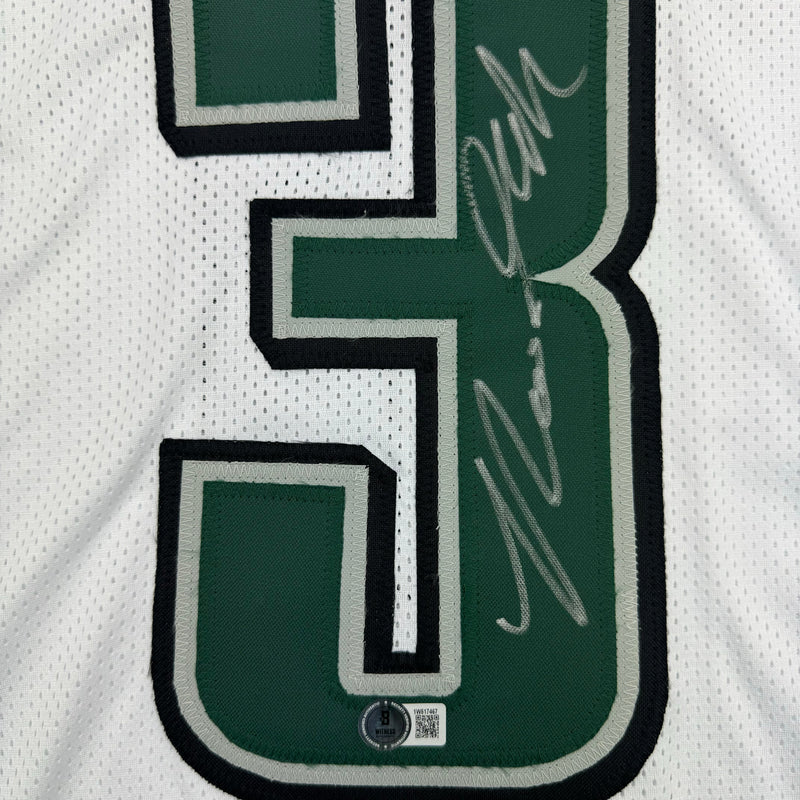 Autographed/Signed Nolan Smith Jr. Philadelphia White Football Jersey Beckett BAS COA