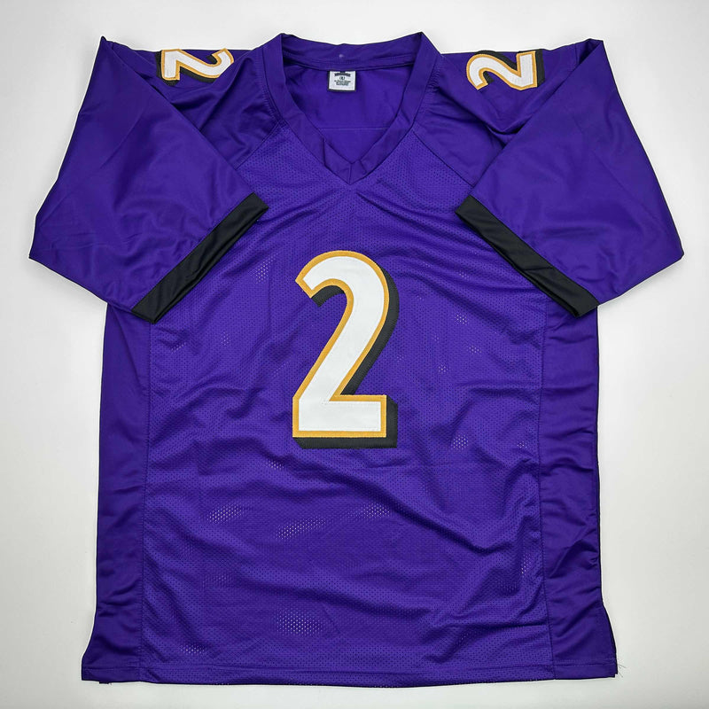 Autographed/Signed Nate Wiggins Baltimore Purple Football Jersey JSA COA