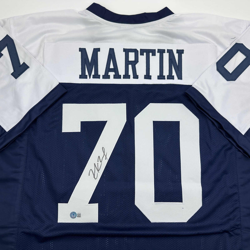 Autographed/Signed Zack Martin Dallas Thanksgiving Day Football Jersey Beckett BAS COA