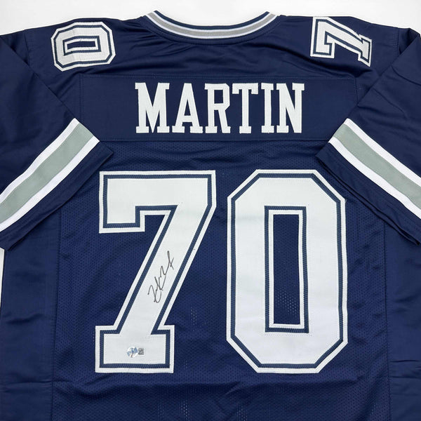 Autographed/Signed Zack Martin Dallas Blue Football Jersey Beckett BAS COA