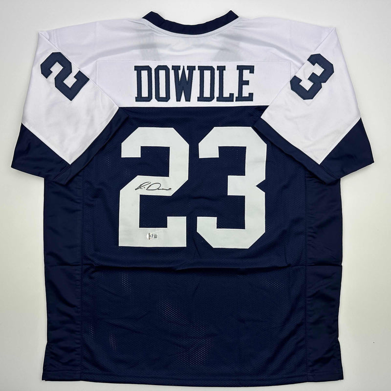 Autographed/Signed Rico Dowdle Dallas Thanksgiving Day Football Jersey Beckett BAS COA
