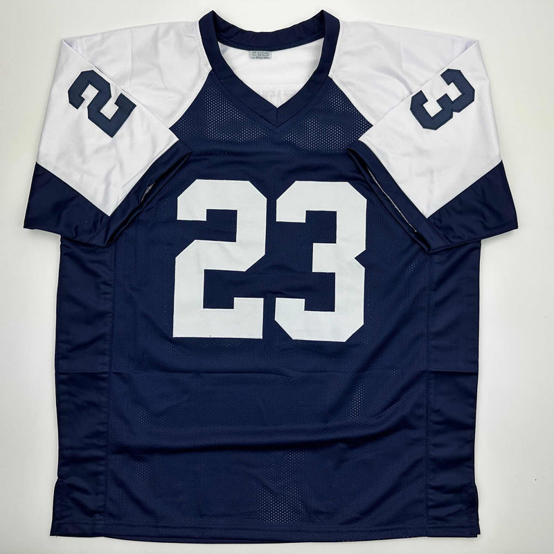 Autographed/Signed Rico Dowdle Dallas Thanksgiving Day Football Jersey Beckett BAS COA