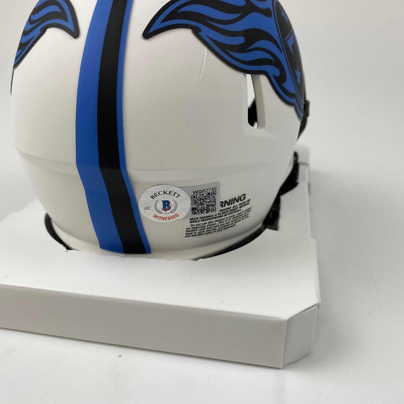 Autographed/Signed Treylon Burks Tennessee Titans Lunar Eclipse Mini Football Helmet Beckett BAS COA
