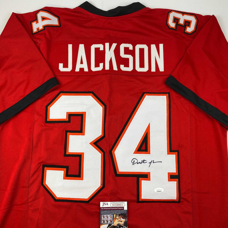 Autographed/Signed Dexter Jackson Tampa Bay Red Football Jersey JSA COA