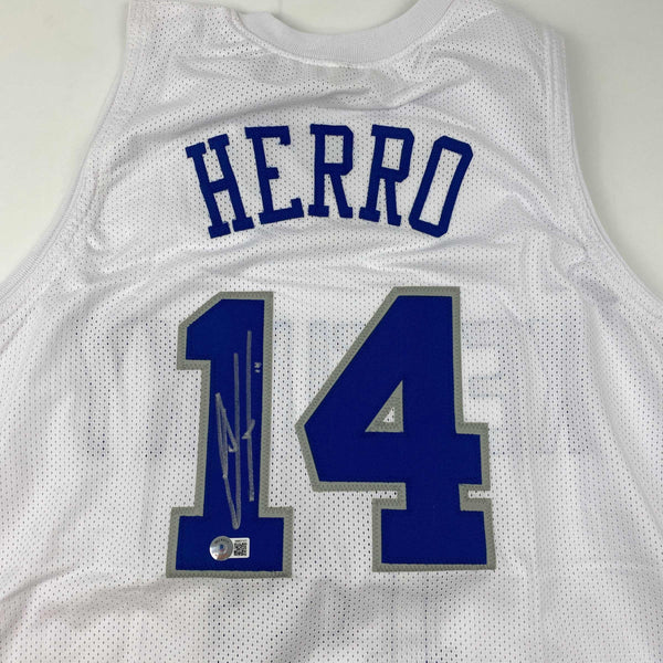 Autographed/Signed Tyler Herro Kentucky White College Basketball Jersey Beckett BAS COA