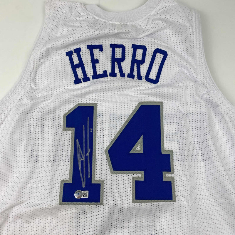 Autographed/Signed Tyler Herro Kentucky White College Basketball Jersey Beckett BAS COA