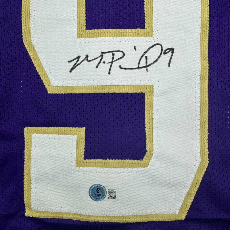 Autographed/Signed Michael Penix Jr. Washington Huskies Purple College Football Jersey Beckett BAS COA