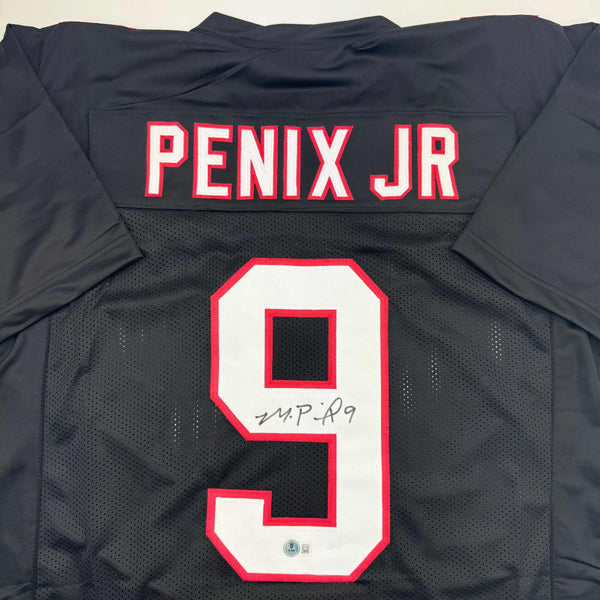 Autographed/Signed Michael Penix Jr. Atlanta Black Football Jersey Beckett BAS COA