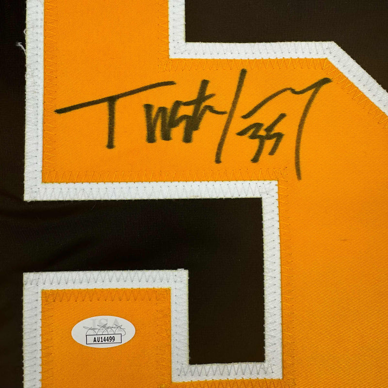 Autographed/Signed Tristan Jarry Pittsburgh Black Hockey Jersey JSA COA