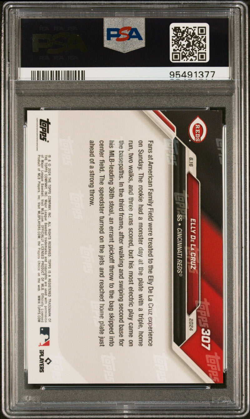 Graded 2024 Topps Now Elly De La Cruz #307 Rookie RC Baseball Card PSA 10 Gem Mint