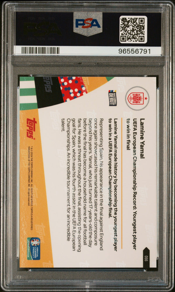 Graded 2024 Topps Now UEFA Euro Lamine Yamal #66 Rookie RC Soccer Card PSA 9 Mint