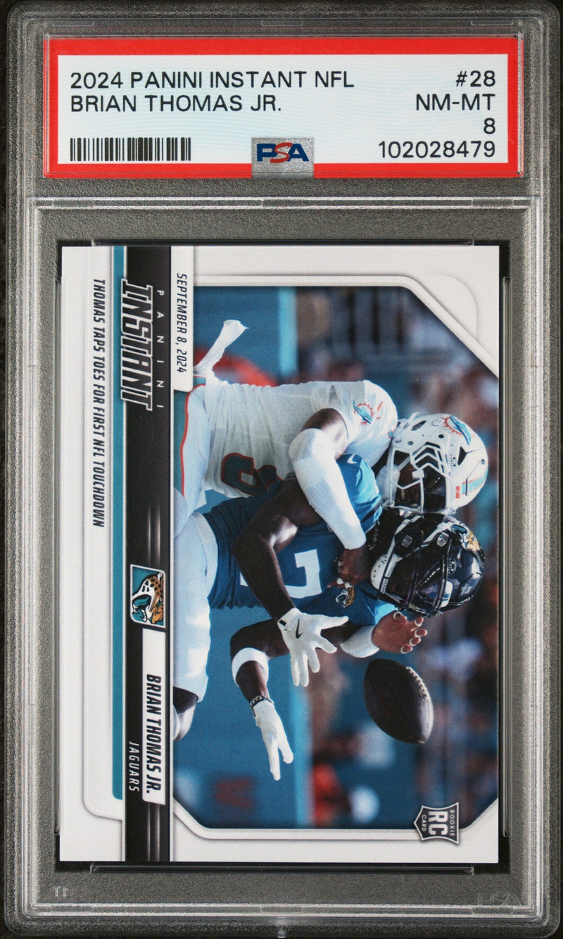 Graded 2024 Panini Instant NFL Brian Thomas Jr #28 Rookie RC Football Card PSA 8 Near Mint