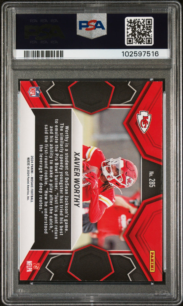 Graded 2024 Panini Mosaic Xavier Worthy #285 Rookie RC Football Card PSA 10 Gem Mint