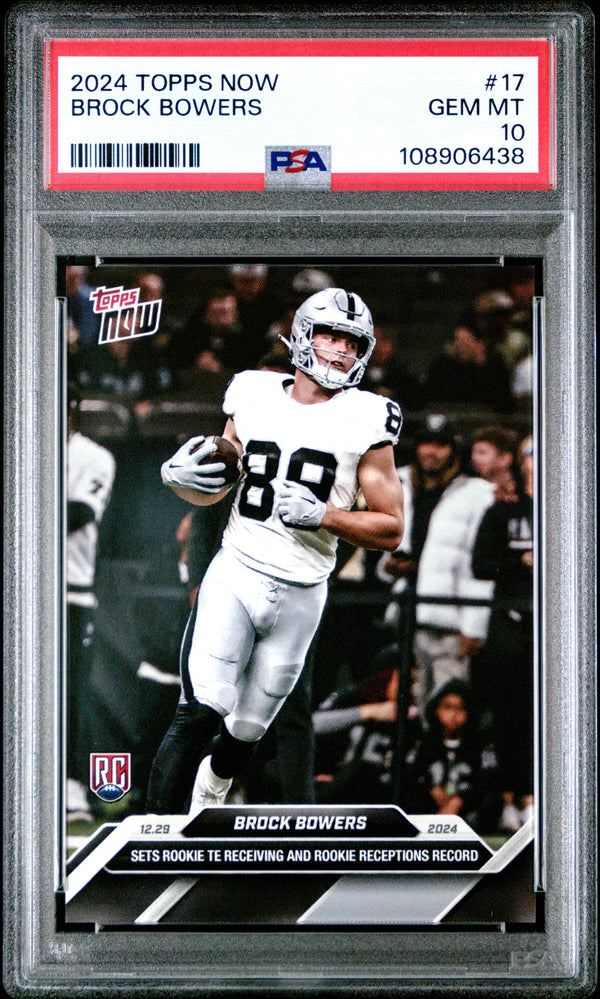 Graded 2024 Topps Now Brock Bowers #17 Rookie RC Football Card PSA 10 Gem Mint