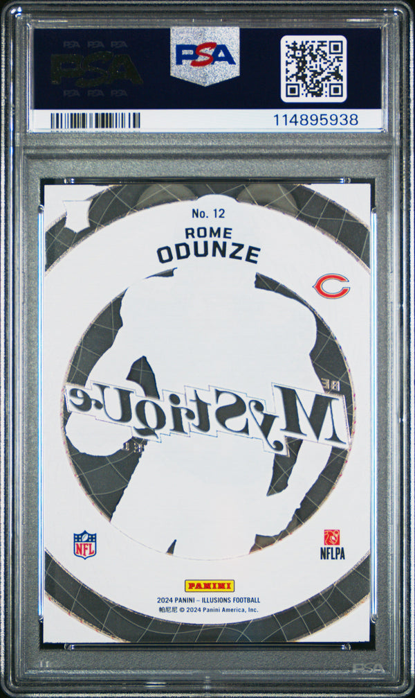 Graded 2024 Panini Illusions Rome Odunze #12 Mystique Rookie RC Football Card PSA 10 Gem Mint