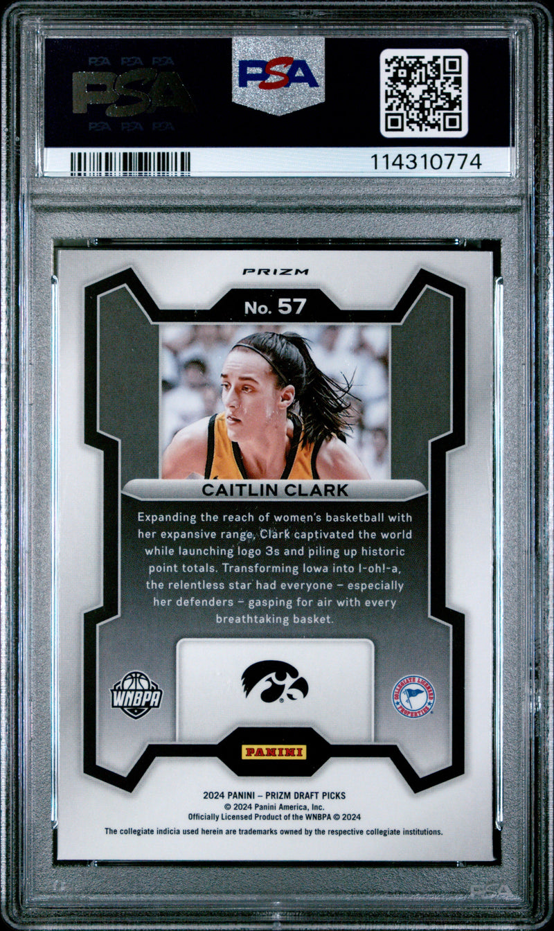 Graded 2024 Panini Prizm Draft Picks Caitlin Clark #57 Red Ice Rookie RC Basketball Card PSA 10 Gem Mint