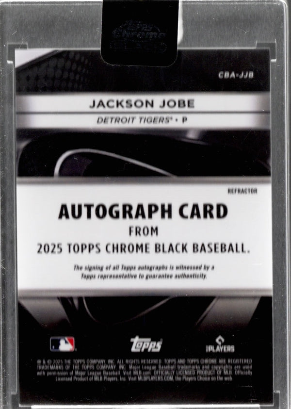 2025 Topps Chrome Black Jackson Jobe #CBAJJB Refractor Auto /199 Detroit Tigers Rookie RC Baseball Card