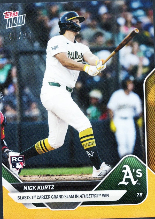 2025 Topps Now Nick Kurtz #401 Orange Foil /25 Athletics Rookie RC Baseball Card