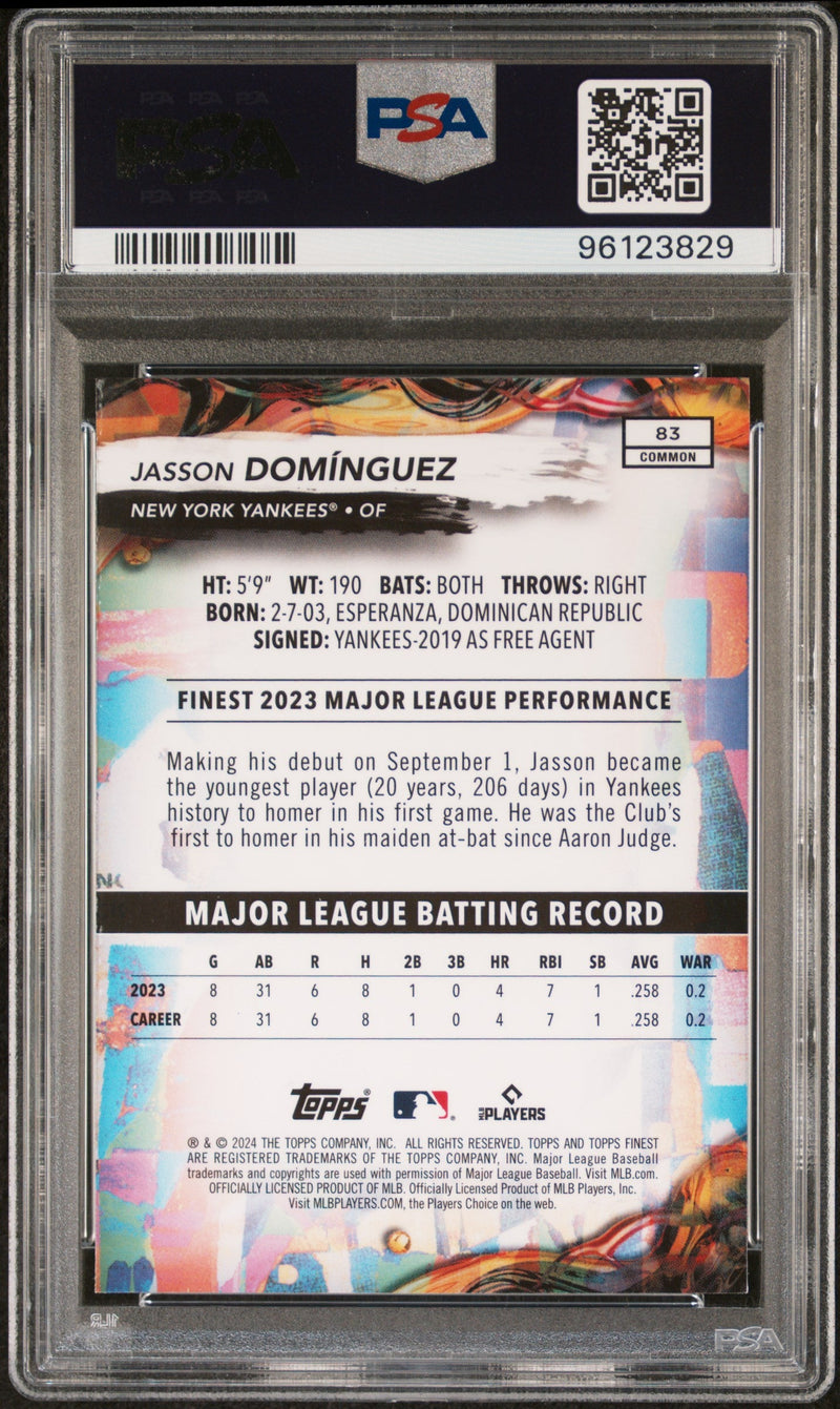 Graded 2024 Topps Finest Jasson Dominguez #83 Rookie RC Baseball Card PSA 10 Gem Mint