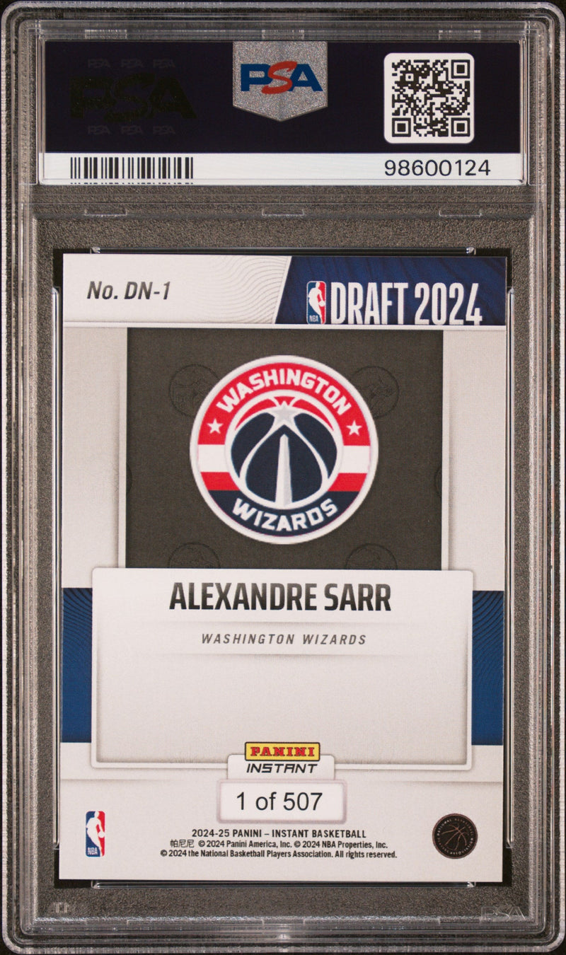 Graded 2024 Panini Instant NBA Alexandre Sarr #DN1 Draft Night Rookie RC Basketball Card PSA 10 Gem Mint