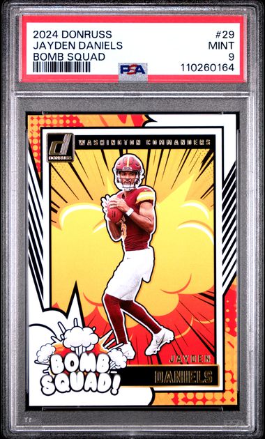 Graded 2024 Panini Donruss Jayden Daniels #29 Bomb Squad Rookie RC Football Card PSA 9 Mint