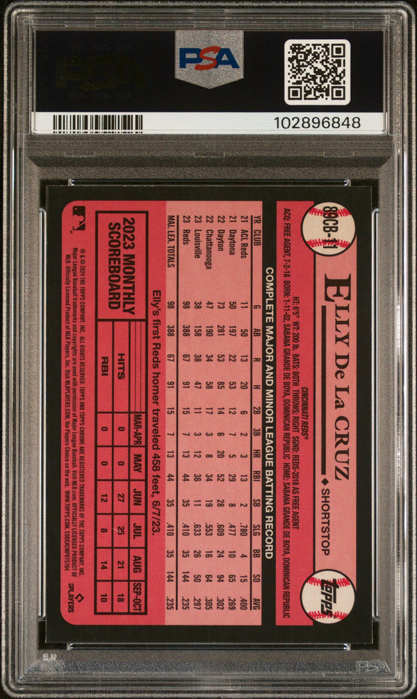 Graded 2024 Topps Chrome Elly De La Cruz #11 1989 Topps Rookie RC Baseball Card PSA 10 Gem Mint
