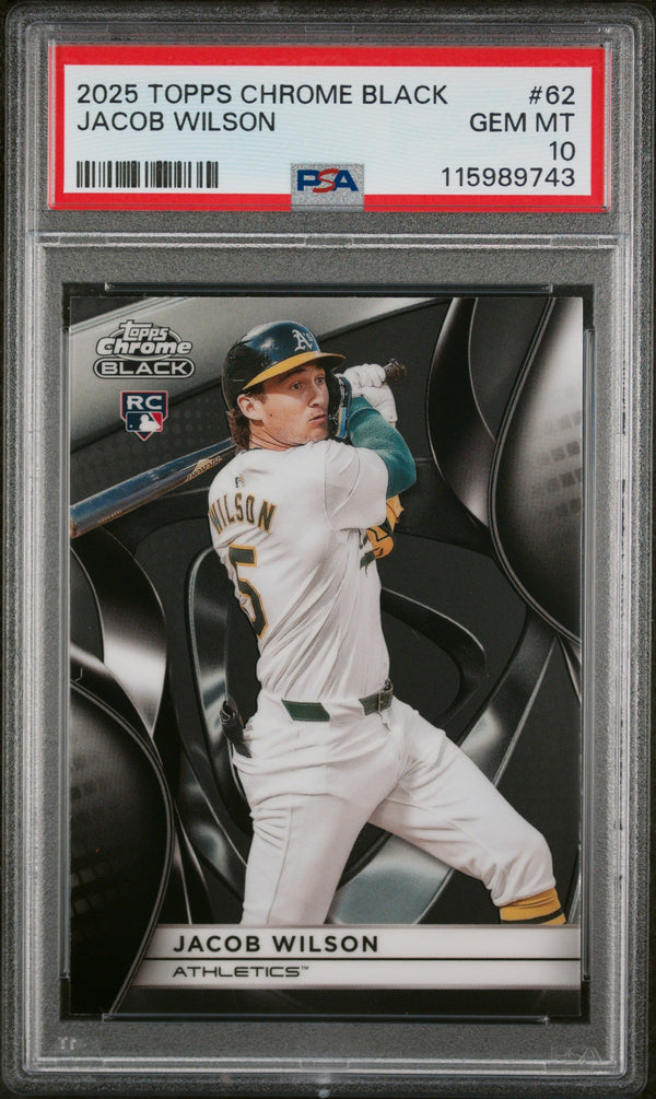 Graded 2025 Topps Chrome Black Jacob Wilson #62 Rookie RC Baseball Card PSA 10 Gem Mint