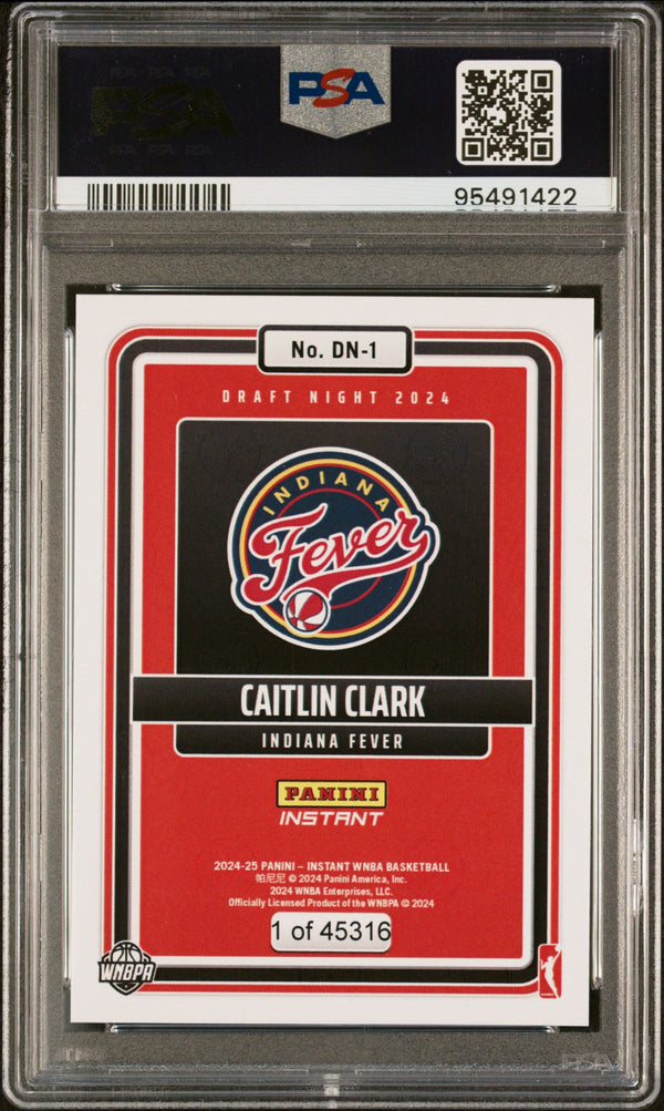Graded 2024 Panini Instant WNBA Caitlin Clark #DN1 Draft Night Rookie RC Basketball Card PSA 8 Near Mint