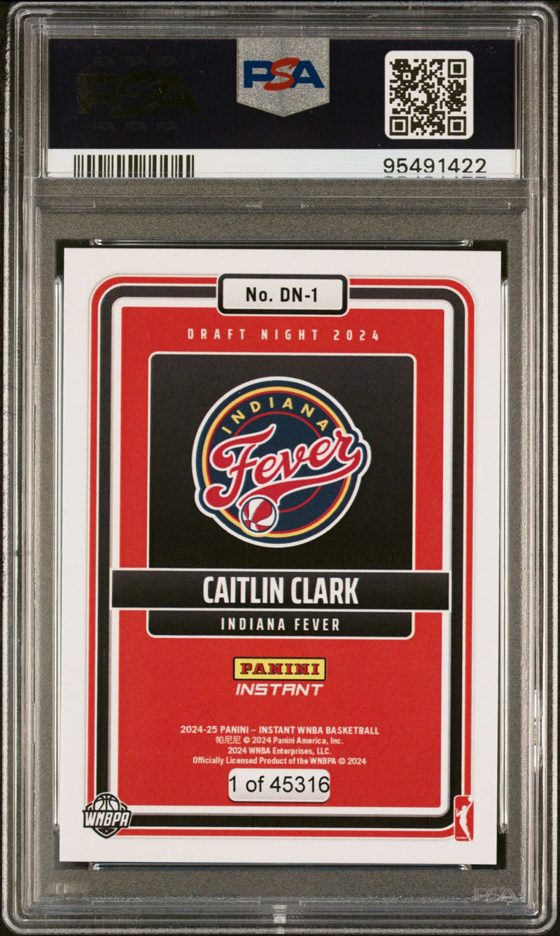 Graded 2024 Panini Instant WNBA Caitlin Clark #DN1 Draft Night Rookie RC Basketball Card PSA 8 Near Mint