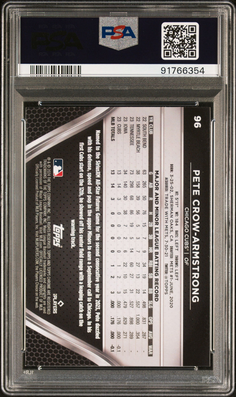 Graded 2024 Topps Chrome Black Pete Crow Armstrong #96 Rookie RC Baseball Card PSA 10 Gem Mint