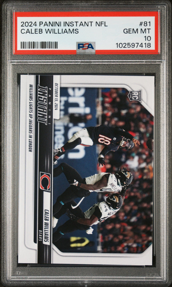 Graded 2024 Panini Instant NFL Caleb Williams #81 Rookie RC Football Card PSA 10 Gem Mint