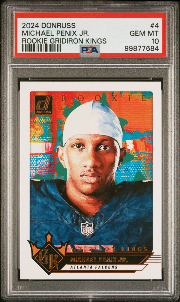 Graded 2024 Panini Donruss Michael Penix Jr #4 Rookie Gridiron Kings Rookie RC Football Card PSA 10 Gem Mint