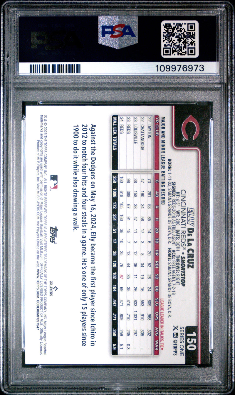 Graded 2025 Topps Elly De La Cruz #150 Future Stars Rookie RC Baseball Card PSA 8 Near Mint