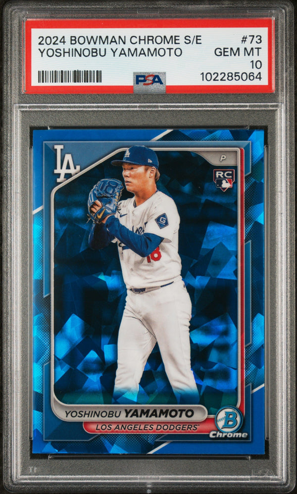 Graded 2024 Topps Bowman Chrome S/E Yoshinobu Yamamoto #73 Rookie RC Baseball Card PSA 10 Gem Mint