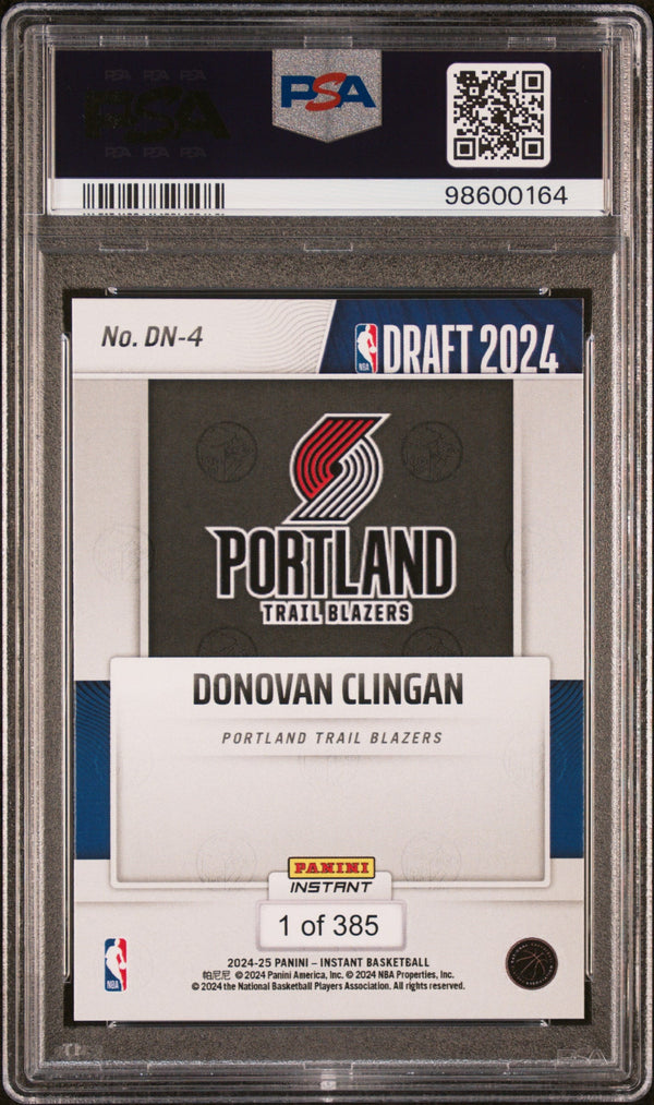 Graded 2024 Panini Instant NBA Donovan Clingan #DN4 Draft Night Rookie RC Basketball Card PSA 10 Gem Mint