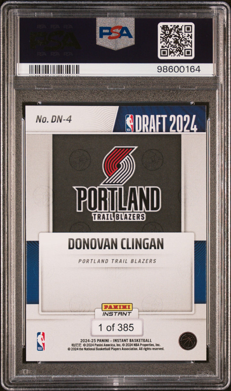 Graded 2024 Panini Instant NBA Donovan Clingan #DN4 Draft Night Rookie RC Basketball Card PSA 10 Gem Mint