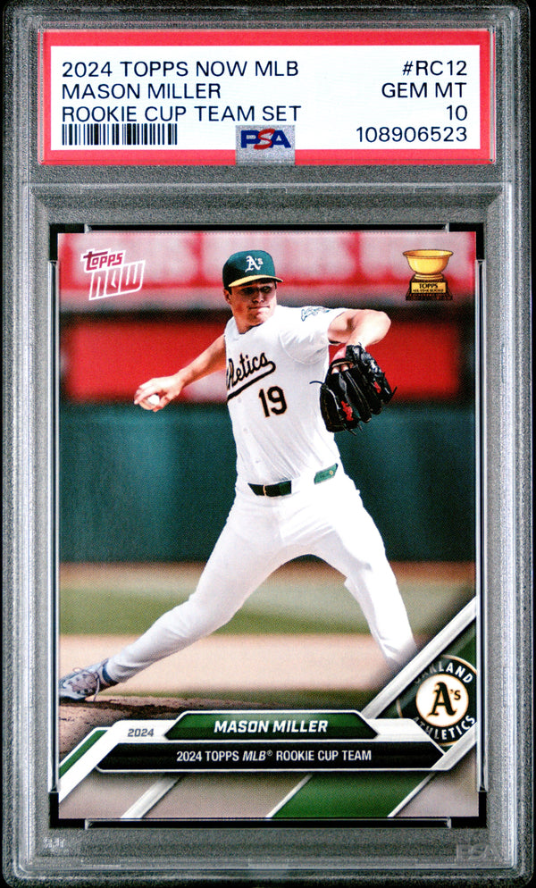 Graded 2024 Topps Now Mason Miller #RC12 Rookie Cup Team Set Baseball Card PSA 10 Gem Mint