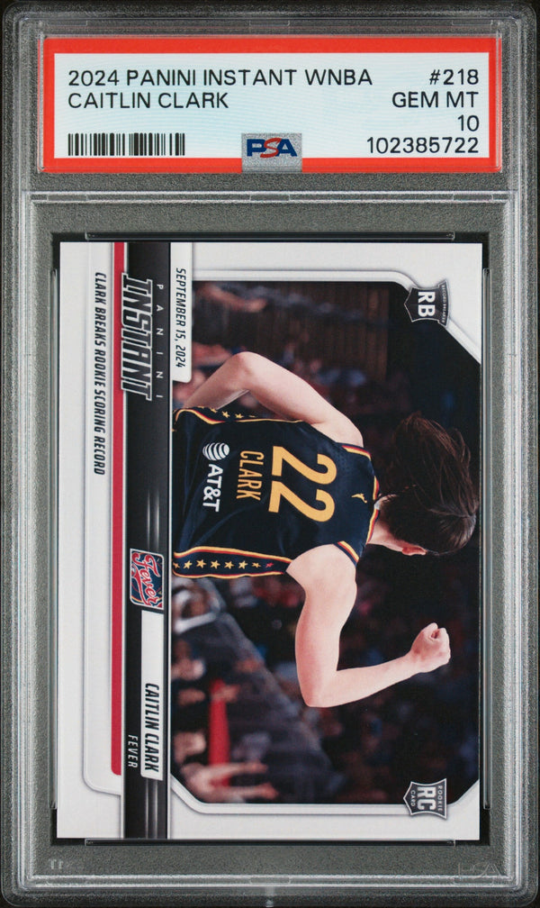 Graded 2024 Panini Instant WNBA Caitlin Clark #218 Rookie RC Basketball Card PSA 10 Gem Mint