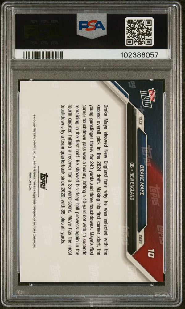 Graded 2024 Topps Now Drake Maye #10 Rookie RC Football Card PSA 8 Near Mint