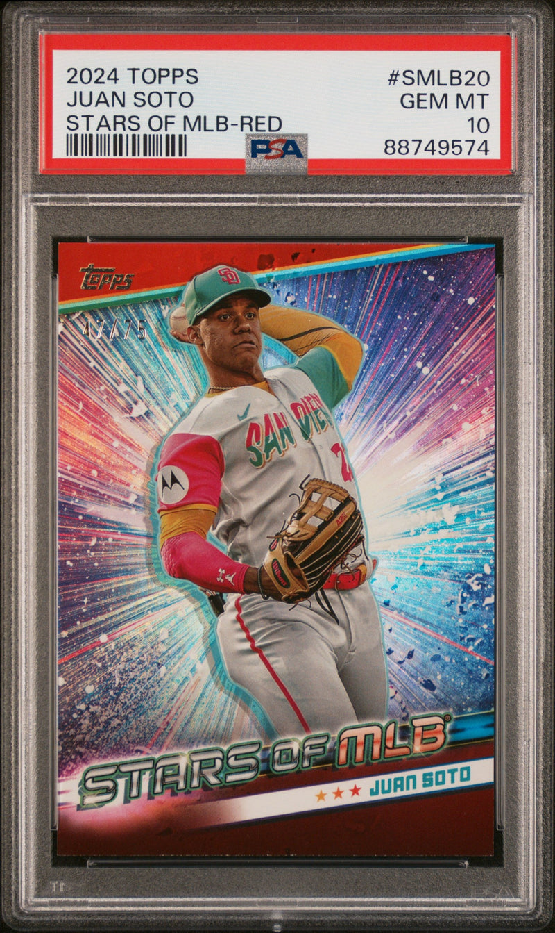 Graded 2024 Topps Juan Soto #SMLB20 Stars of MLB Red #/75 Baseball Card PSA 10 Gem Mint