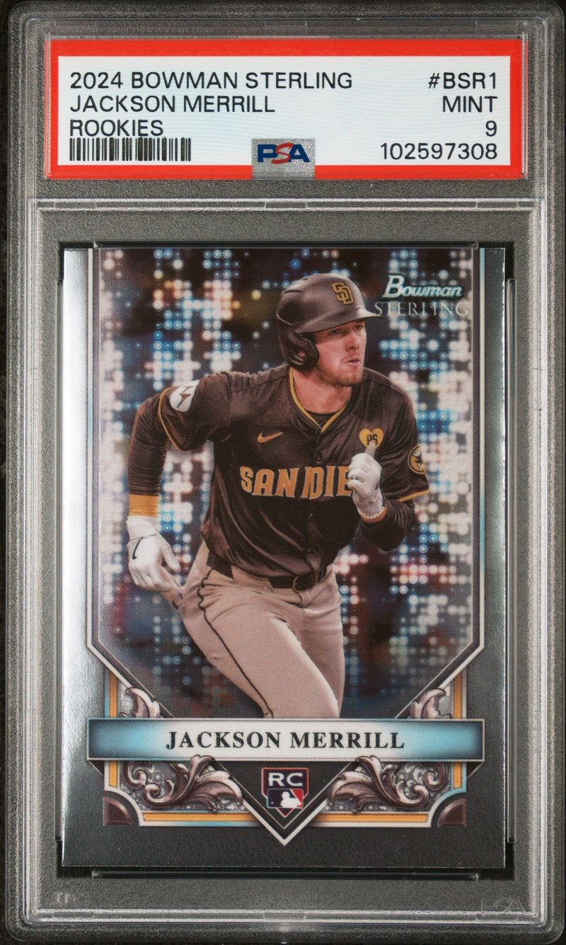 Graded 2024 Topps Bowman Sterling Jackson Merrill #BSR1 Rookies Rookie RC Baseball Card PSA 9 Mint