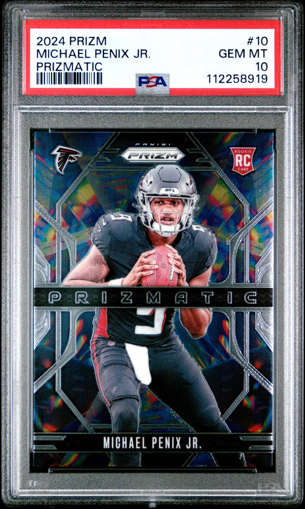 Graded 2024 Panini Prizm Michael Penix Jr #10 Prizmatic Rookie RC Football Card PSA 10 Gem Mint
